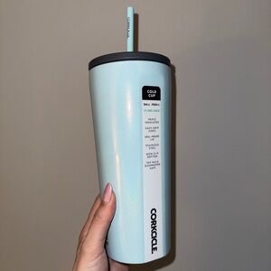 Corkcicle Sky Blue Tumbler Cold Cup Water Bottle with Straw New